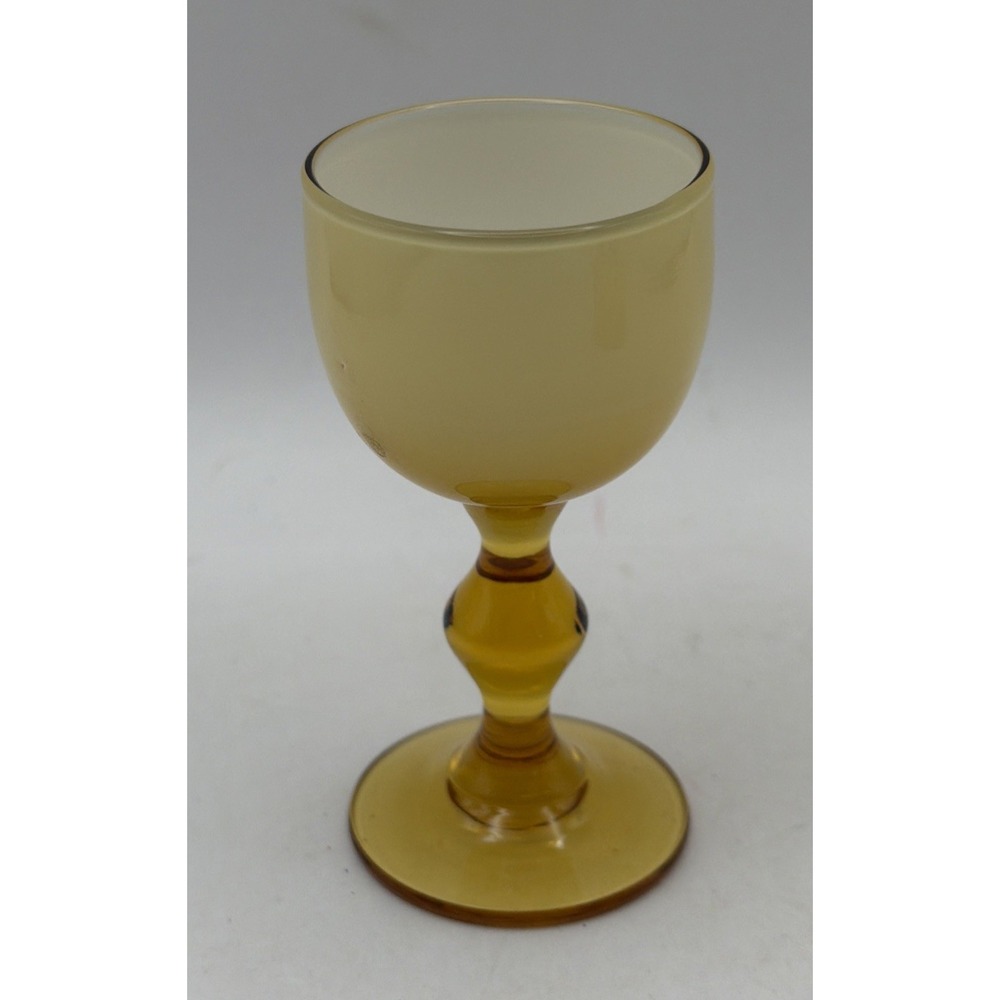 Carlo Moretti Cordial Wine Glass Murano Amber White Cased 3.25" Tall 3 oz VTG